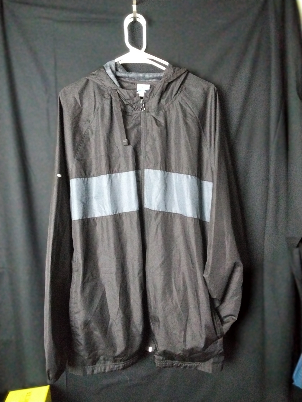 STARTER Black Hooded Jacket with Gray Chest Stripe